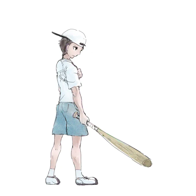バット片手に野球帽少年です。SMAAAASH!! 