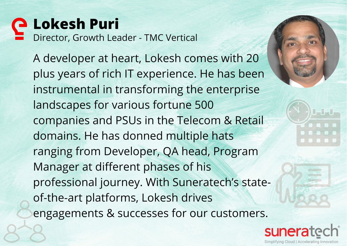 Introducing our Growth Leader Lokesh Puri

For more updates please follow our @SuneratechTMC page.

#leaders #growthleader #leadership #announcements #introduction #teamleaders #digitaltransformation #innovation #director @amitx0x @amayjoshi