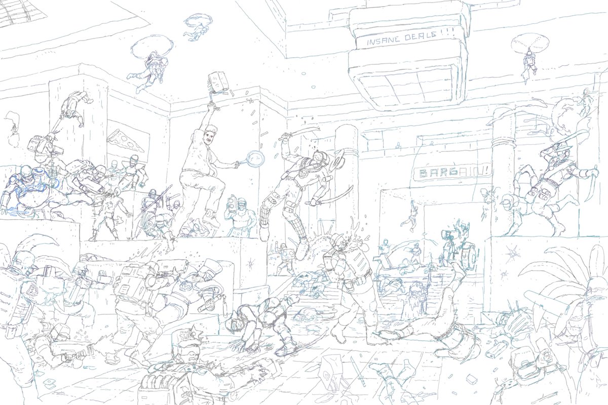 mulletcop's tweet photo. New fountain fight #comics #cyberpunk https://t.co/aedZppIUpg