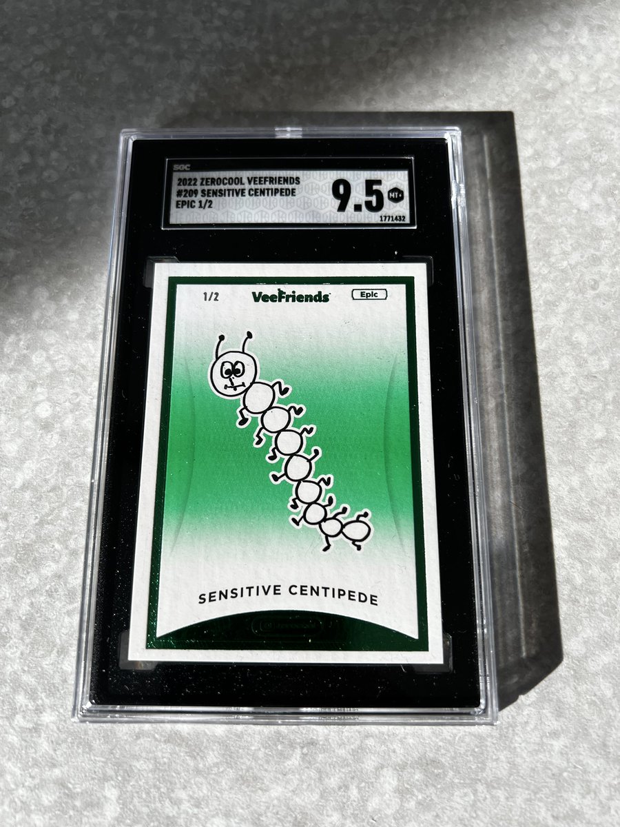 Just got my Zero Cool <a href="/veefriends/">VeeFriends</a> Epic 1/2 Sensitive Centipede graded by <a href="/sgcgrading/">SGC</a>. That tuxedo looks 👌 
<a href="/garyvee/">Gary Vaynerchuk</a>