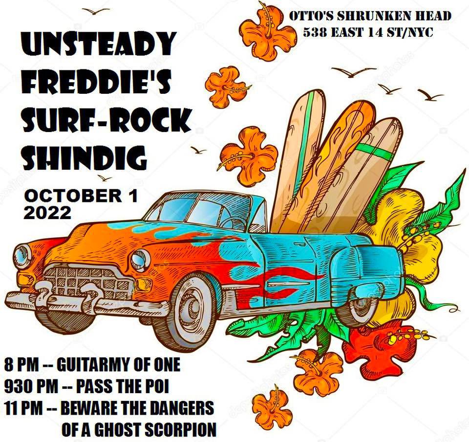 GuitarmyOfOne's tweet photo. Coming up Oct 1st Guitarmy Of One will be playing @ottosnyc at Unsteady Freddie’s Surf-Rock Shindig w/ @passthepoi_official & #bewarethedangersofaghostscorpion
GO1 starts @ 8pm!
#surfrockshindig #spynoir #spysurf #surfrockmusic #ottosshrunkenhead #nyc #guitarmyofone #darksurf https://t.co/nkhRghSXgk