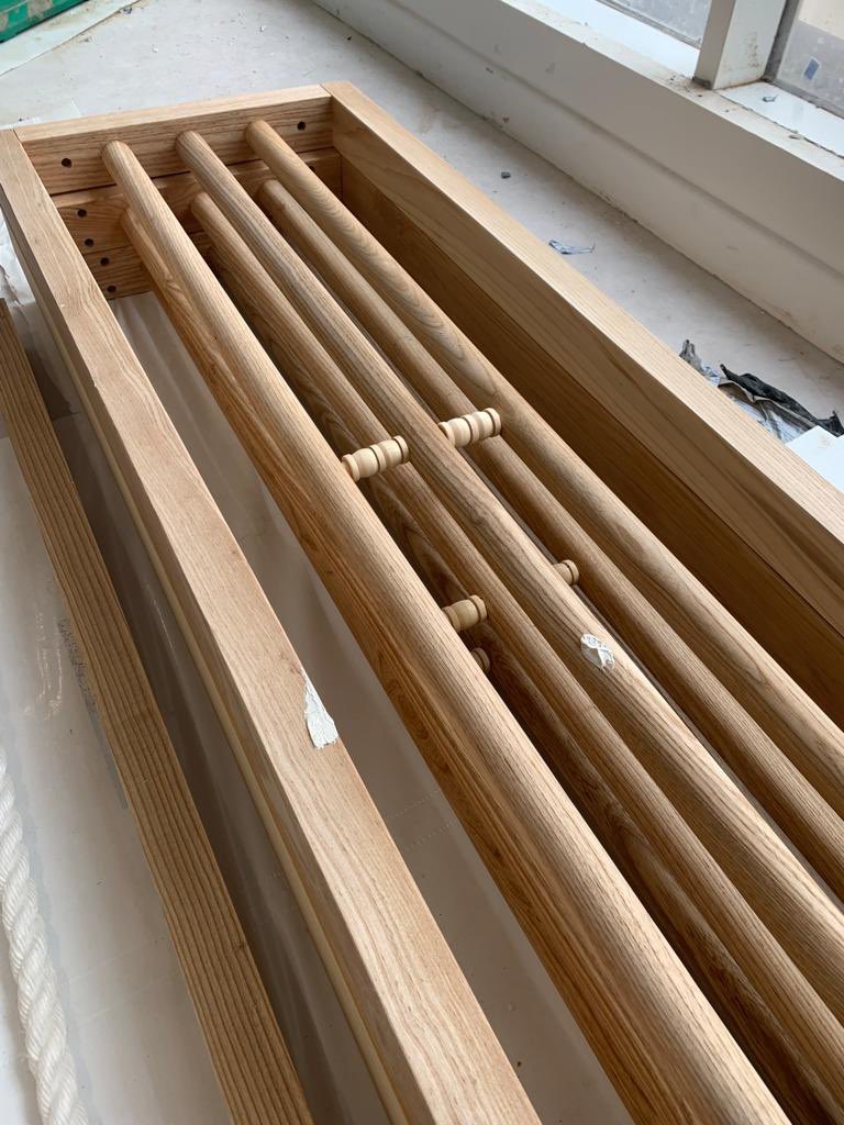 Keeleyfoxint's tweet photo. Our talented carpenters created these cricket inspired room dividers and seating based on our designs for Bath University which is situated right on Bath Cricket ground. 🥂Install 1.9.22 https://t.co/oYIe1SarJn