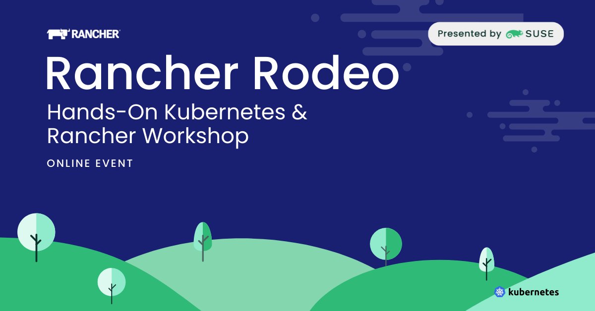 SUSE's tweet photo. Over 100 people registered for the #RancherRodeo this Thursday! If you're interested in learning how to deploy a #Kubernetes cluster, join them at this hands-on virtual workshop.

Only a few spots left, so register now! ➡https://t.co/YZEiMRHQdM

#k8s #SUSERancher #cluster https://t.co/ZHk0wHRi0i