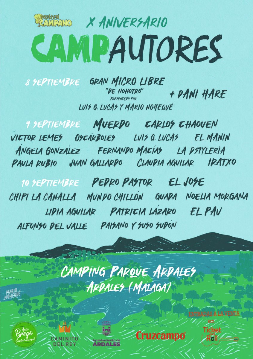 No sé si ya os habéis enterado pero es que vuelve el festival de cantautorxs por excelencia.

Nos vemos el finde que viene en Málaga, nueva localización, con nuestrxs hermanxs de la canción.

Entradas: ticketandroll.com/evento/campaut…
