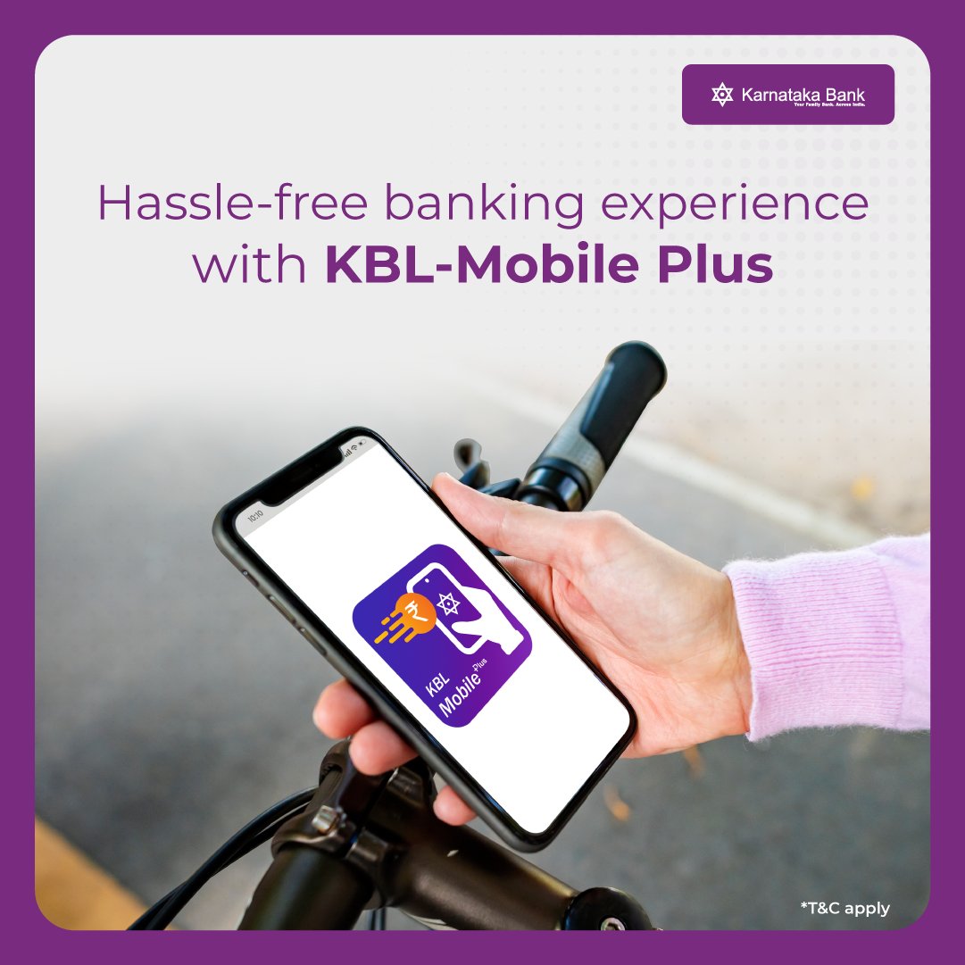 KarnatakaBank's tweet photo. With KBL Mobile Plus app, enjoy banking facilities, wherever you are.
To know more, visit our website:
https://t.co/WYMVfyX2My
#karnatakabank #mobilebanking #kblmobileplus #digitalbanking #easybanking #hasselfree #convenientbanking https://t.co/yajlJUlvVy