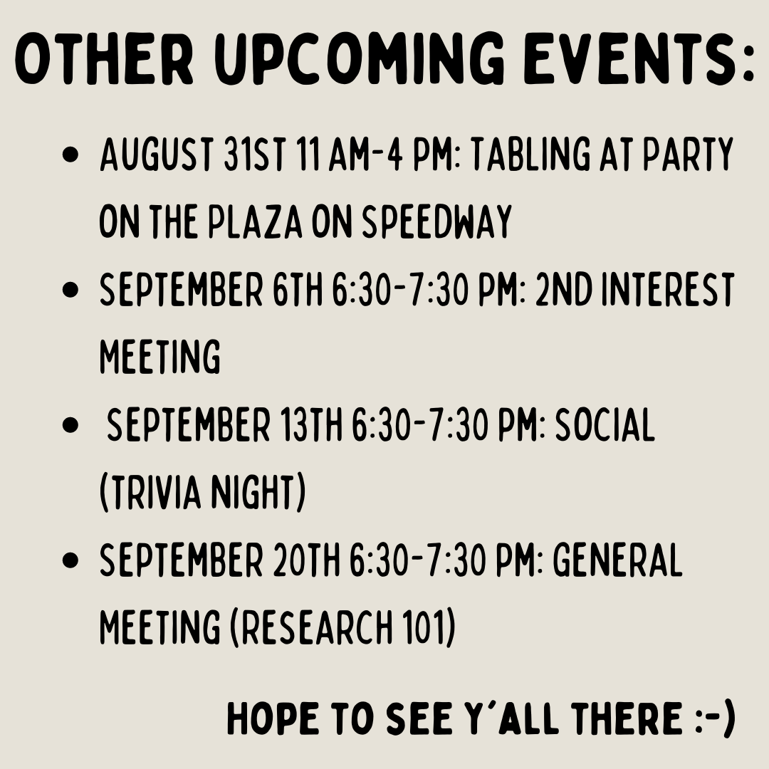 Texas_EEB's tweet photo. see u this evening👀
(our meetings this semester will be held on Tuesdays from 6:30-7:30 pm in room BIO 412) https://t.co/PqKIf2kH7X