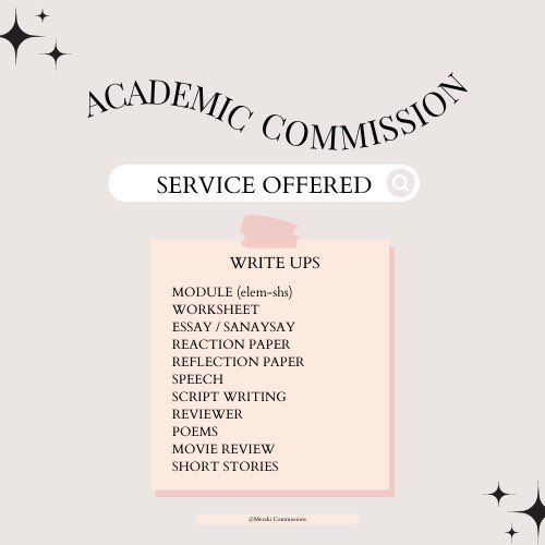 wynnona_tara's tweet photo. Hi comsstwt! Meraki Commissions offers quality and affordable services for your academic related inquiries, don’t hesitate to slide their dm for more information. 🥰 #comsstwt https://t.co/VIl5cBMx5y