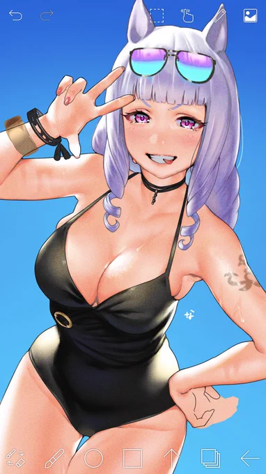 これ以上いじっても良くならない気がするのでめっちゃ途中だけどおわり...水着ゴルシ 