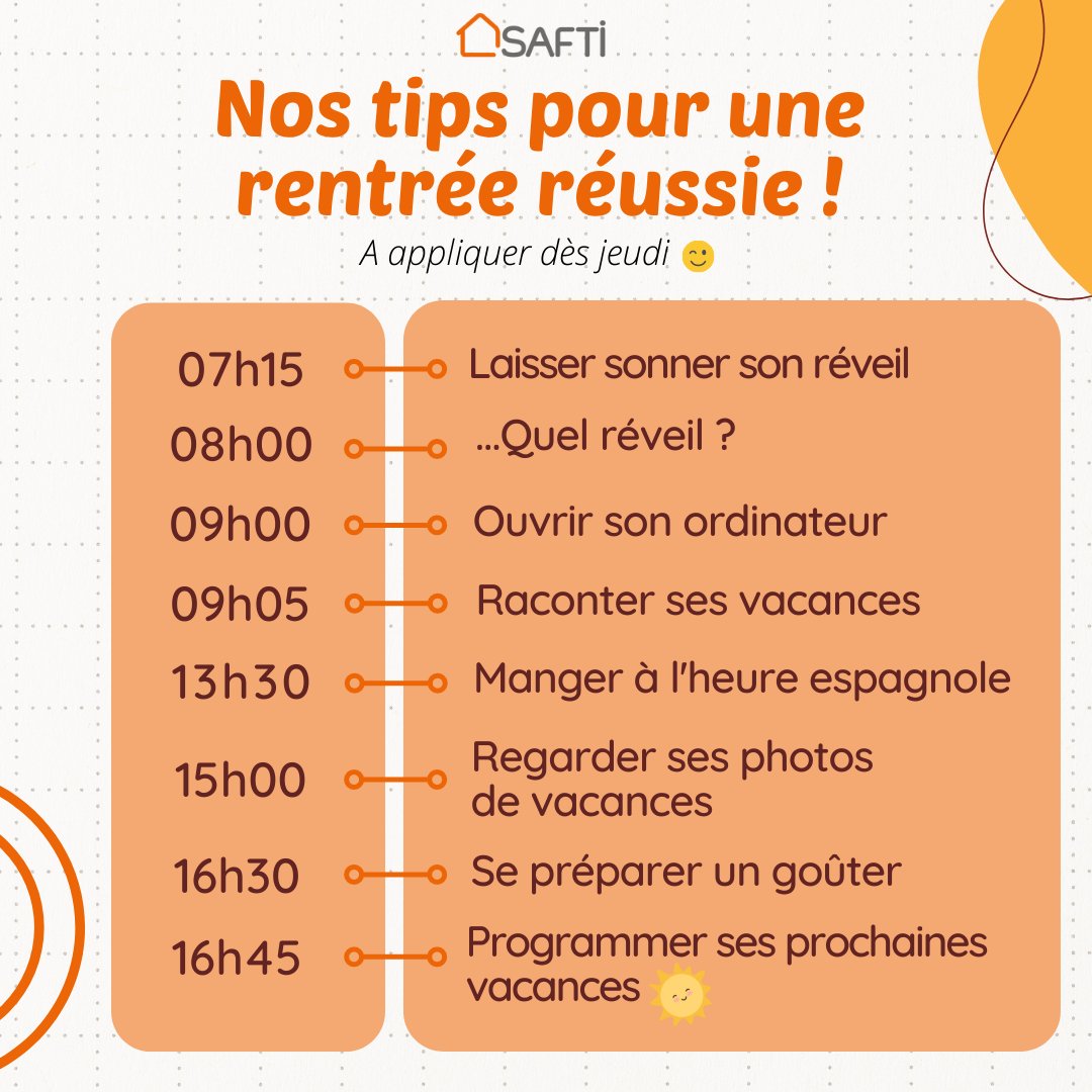 J-2 avant d’affronter le feu de la #RentreeScolaire ! 🔥
Et pour ne pas (trop) se mettre la pression, voici nos tips pour une journée de reprise tout en #douceur. 🤣