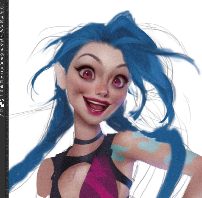 Jinx WIP ( nahhh never going to finish I'll do better next time) #Jinx #LeagueOfLegends #LeagueOfLegendsFanArt 