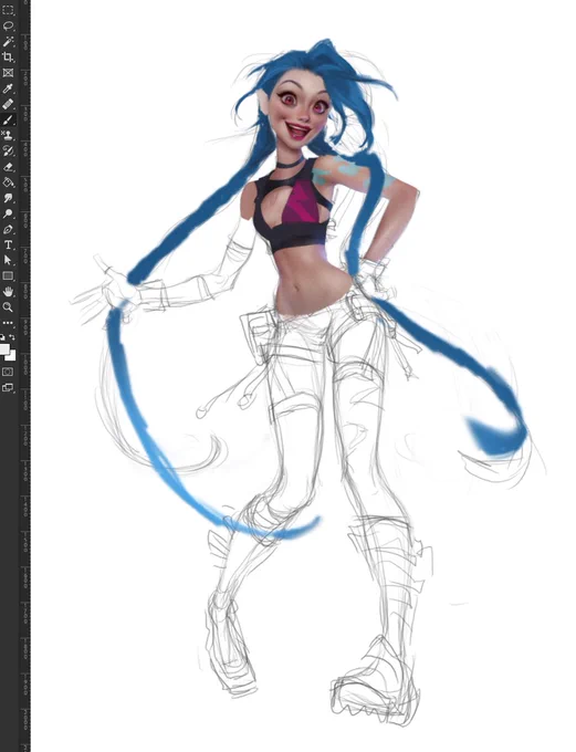 Jinx WIP ( nahhh never going to finish I'll do better next time) #Jinx #LeagueOfLegends #LeagueOfLegendsFanArt 