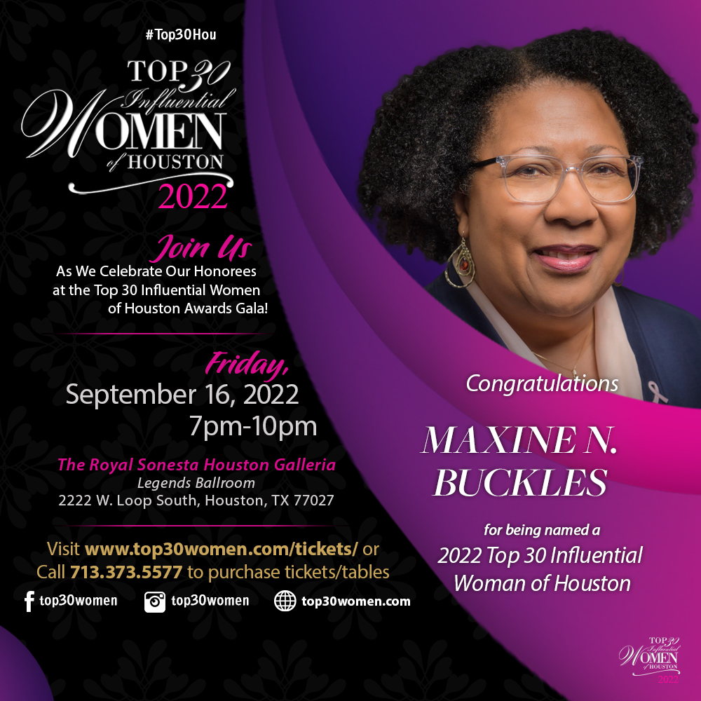 Port_Houston's tweet photo. A Big Congratulations to @Port_Houston Chief Business Equity Officer Maxine Buckles on being honored as a 2022 Top 30 Most Influential Women of Houston. #Top30Hou #Top30Women #Diversity https://t.co/psewVSHdX8
