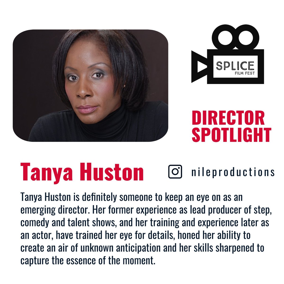 SpliceFilmFest's tweet photo. Tanya Huston - DIRECTOR SPOTLIGHT

Tanya Huston is definitely someone to keep an eye on as an emerging director. Her former experience as lead producer of step, comedy and talent shows, have trained her eye for details, honed her abilities. https://t.co/UHCq1Noxzc