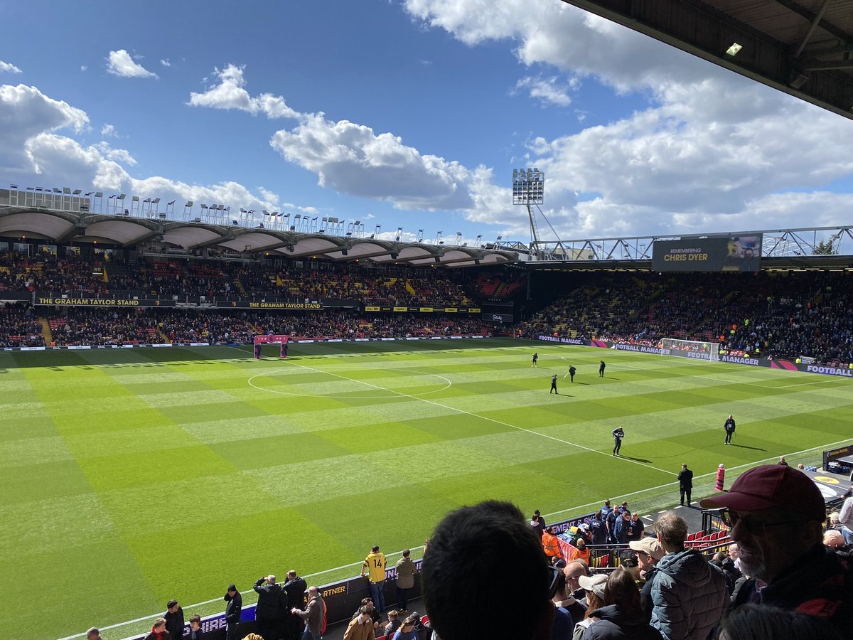 VinnieVaults's tweet photo. 100 years at The Vic today. Studied abroad in 2018 and my internship boss in London at the time took my to some games. Went to the Graham Taylor game, Chelsea 4-1 on Monday night (@ron_hirshberg), and this past year to Pool (A) &amp; Leeds (H). GOATed club #WatfordFC is. #vindoxxed https://t.co/1WDo1p73Mc