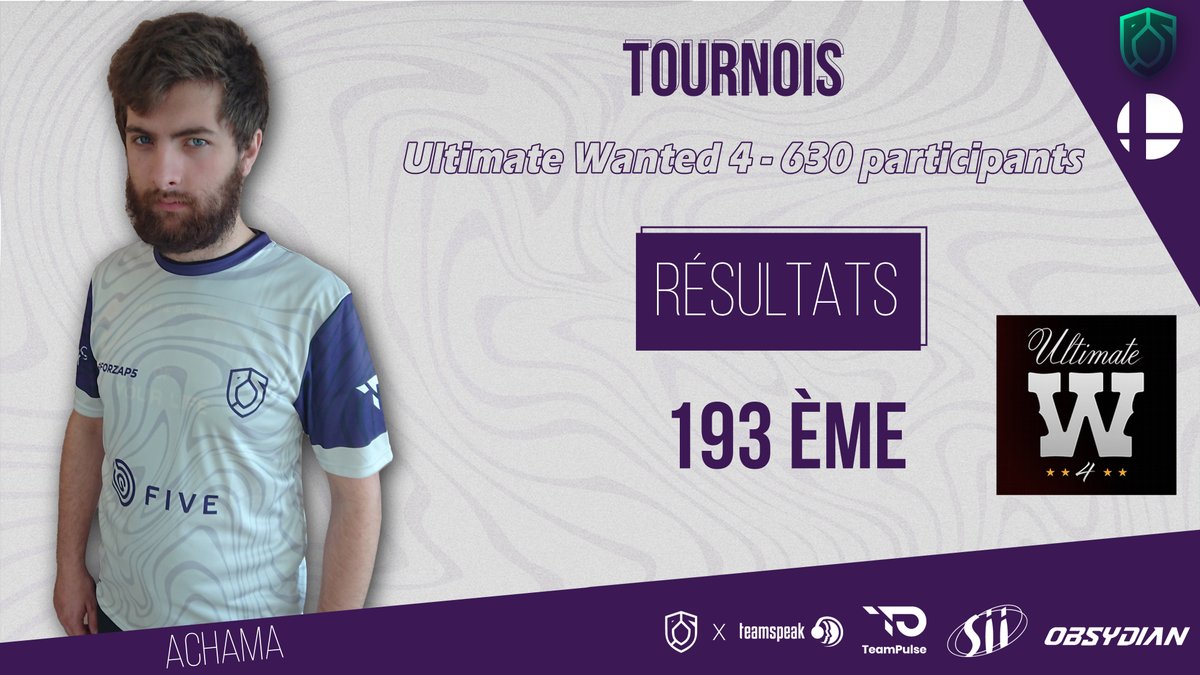 Project5_Esport's tweet photo. 🟣Résultat🟣

C'est une 193ème place pour @AchamaAyayaya ce week-end à l'#UW4, sur plus de 600 participants ! 👊

Il est temps de se reposer désormais, puis d'aller chercher d'autres performances ! 🙌

#ForzaP5 #SSBU https://t.co/YHAX5g9Qez