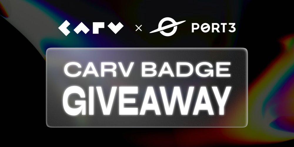 carv_official's tweet photo. 😺@carv_official  × @Port3Network collab #NFT badge giveaway😺

5000 limited

🎯Exclusive collab badge
📢#FreeMint on Carv https://t.co/89juKiKqHa

❓Complete all tasks on @ https://t.co/IN0C0fF4tf

Carv your #SBT to start buidling your gaming identity🥳

#Carvcollab #GameFi https://t.co/wnroYV1FLi