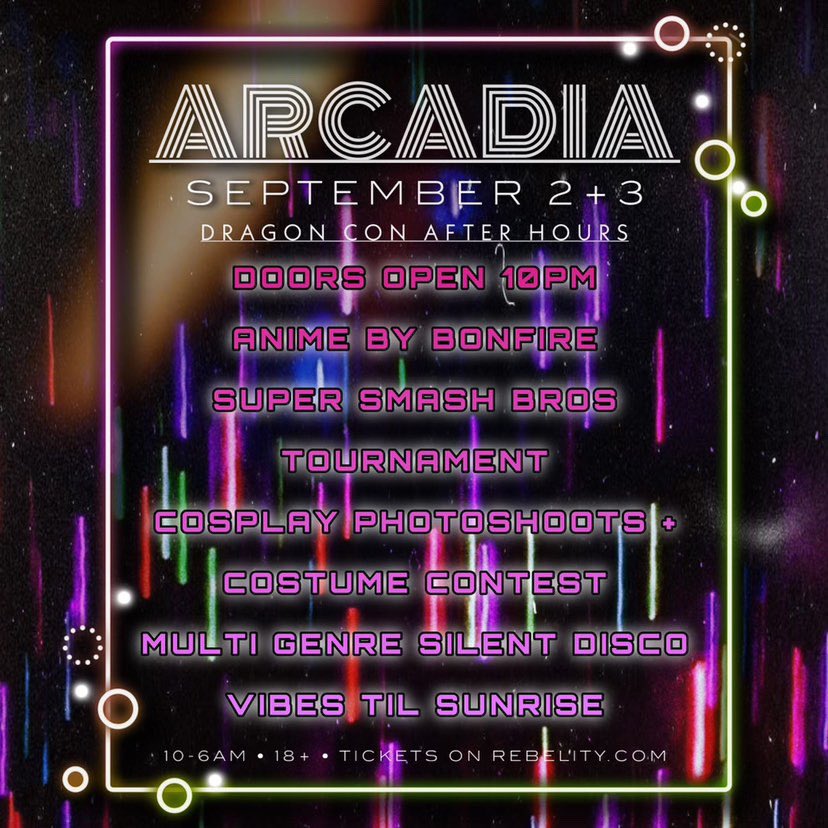 Oh yeah! Wanna party after <a href="/DragonCon/">💐🌼Dragon Con 🌹🌺</a> ? My weebiest set to date!😁 <a href="/ArcadiaLLC/">Arcadia</a> #DragonCon2022