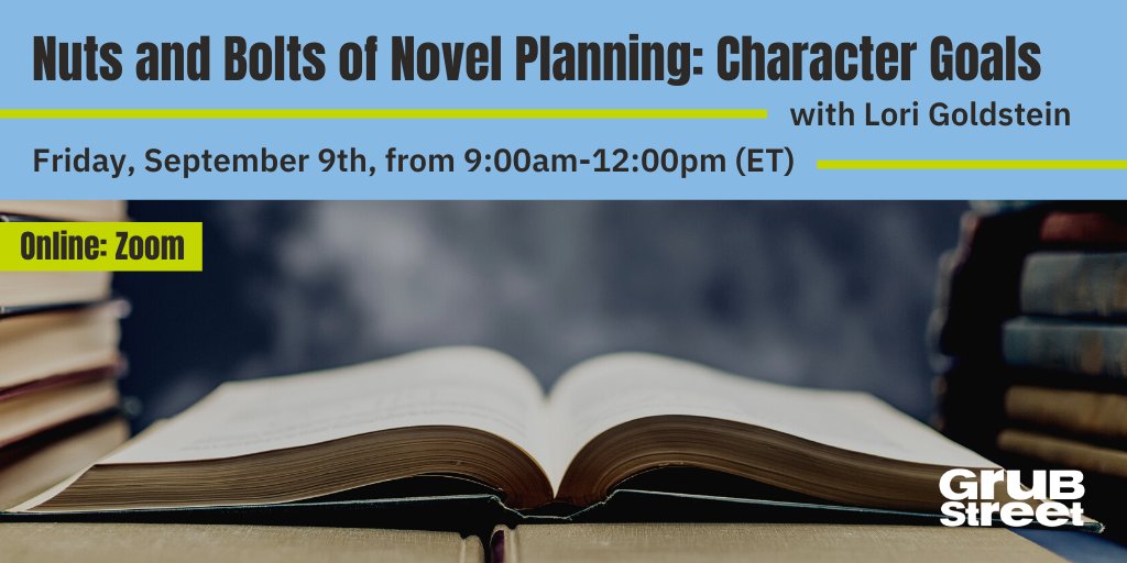 Back to school time for us writers too! Novel planning, opening pages, character goals, and more. My fall teaching schedule with <a href="/GrubWriters/">GrubStreet</a> is up! Remote and in person options. Check these and more out at: grubstreet.org