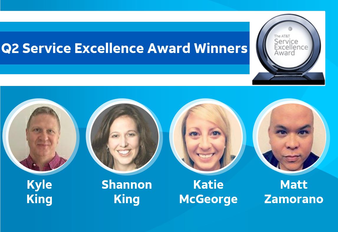 Super proud of these Q2 Service Excellence Award winners 🏆 for taking care of our customers and our teams. Congrats Kyle King, Shannon King, Katie McGeorge & Matt Zamorano! 👏