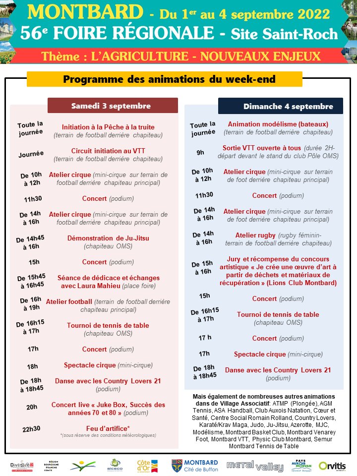 [#agenda]
Rdv du 1er au 4 sept pour la 56e édition de la traditionnelle Foire de #montbard
📣 Ouverture ce jeudi 1er sept à 14h
🎇 Feu d'artifice à 22h30 sam 3 sept
#foire #foireregionale #produitslocaux #artisanat #consommezlocal #auxois #mymontbard #lacotedorjadore #bourgogne
