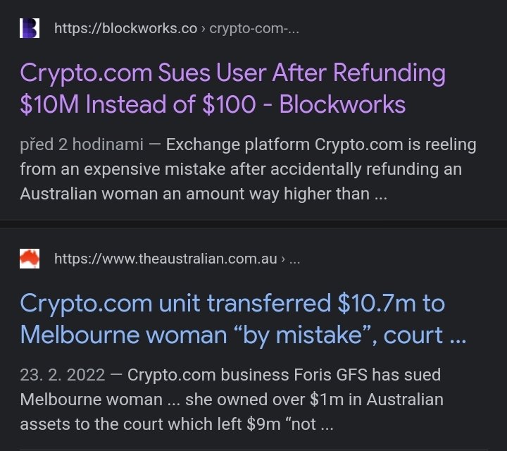 Hajedan's tweet photo. Today, media like @DailyMail, @blockworks or @WatcherGuru said @cryptocom SUES Australian woman after refunding over $10m instead of $100
"Just now" story?
This "news" has been actually mentioned back in February by The Australian, with THE JUDGEMENT being made recently
#DYOR https://t.co/Mlo7WNIqPq