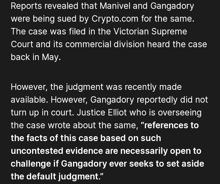 Hajedan's tweet photo. Today, media like @DailyMail, @blockworks or @WatcherGuru said @cryptocom SUES Australian woman after refunding over $10m instead of $100
"Just now" story?
This "news" has been actually mentioned back in February by The Australian, with THE JUDGEMENT being made recently
#DYOR https://t.co/Mlo7WNIqPq