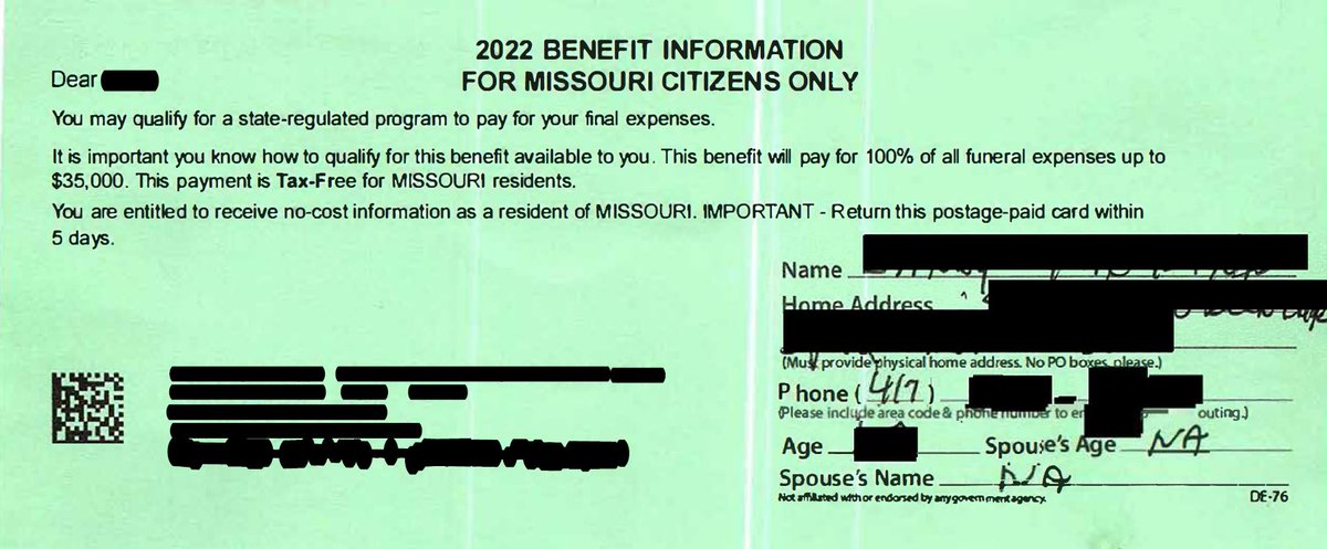 8/30 UPDATE:
After further review of the document and new details into the Collector's Office, it seems this notice is a phishing attempt for personal information from a business that promises benefits and then sells information it collects.