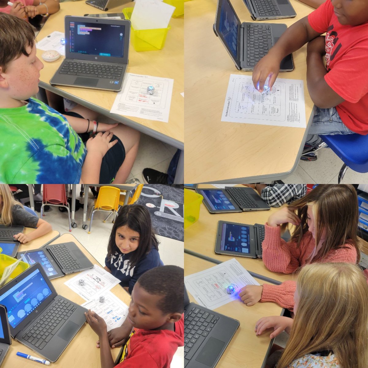 clifton_class's tweet photo. Getting to know @Ozobot and each other with a Ozobot Icebreaker and Evo! 5th graders were coding an algorithm using #Ozoblockly @TCBOE @MunfordElem @howardkeb @mesdebby @mandywatts0804 #workingonmyroar #leadingtheway https://t.co/Iyk3fCBt0l
