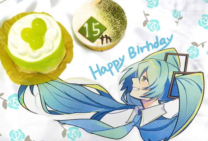 Happy Birthdayケーキ:旦那さん/イラスト:自分 