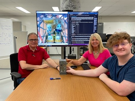 Dr. Kerrie McDaniel, Rico Tyler from Teacher Education, &amp; Liam Seymore, a Junior Electrical Engineering/Computer Science student designed &amp; implemented a payload as part of the National STEM Scholar Program. The payload will launch aboard #blueorigin New Shepard rock on 8/31.