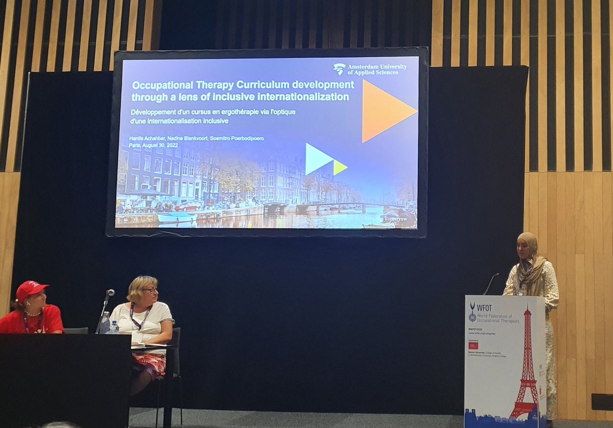 Proud of our colleague presenting the development of our BScOT curriculum regarding inclusive internationalisation at #wfot2022 @wfot Congress #occupationaltherapy @HvA #OccupationalREvolution @OTNadine @Soemitro_2017 @enOThe1