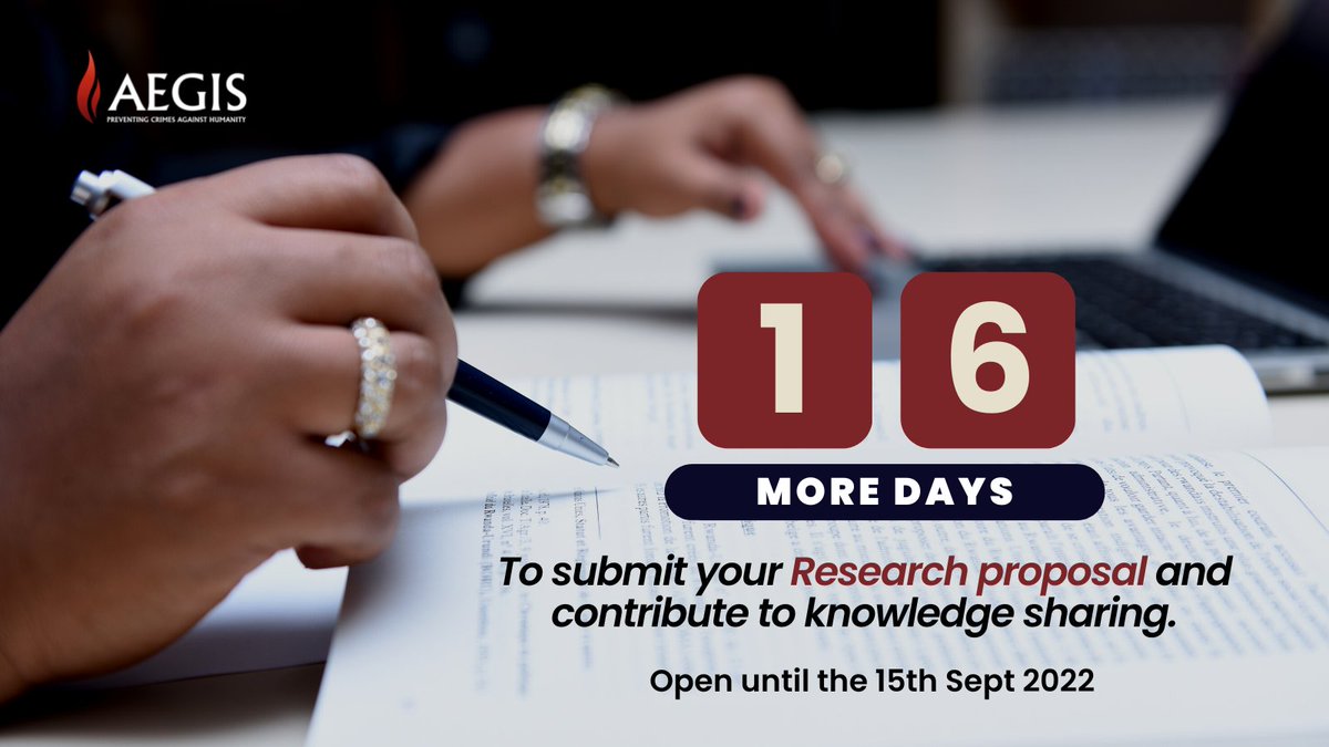 Aegis_Trust's tweet image. DO NOT MISS THIS OPPORTUNITY !! 

You’ve got 16 MORE DAYS to send in your application for a Research Grant! If you are a Rwandan Researcher interested in writing about Peace-building, Genocide studies or Peace Education. Apply here 👇🏾
genocideresearchhub.org.rw/research-grant…