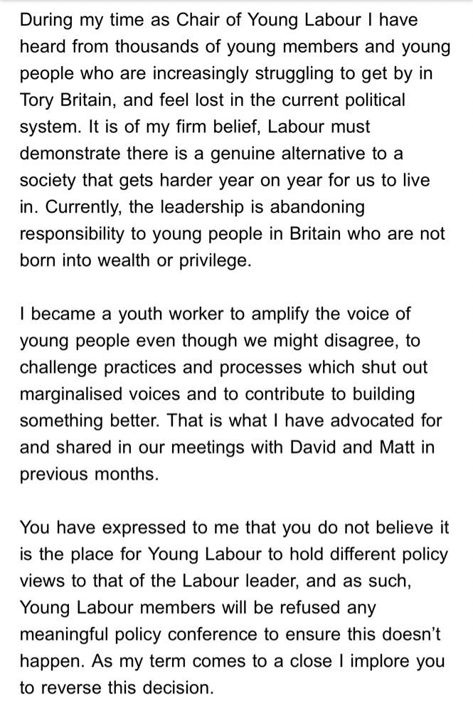 JessicaLBarnard's tweet photo. On my last day as chair of Young Labour I have written to @Keir_Starmer and David Evans.

Labour must demonstrate that there is a genuine alternative to a society that gets harder and harder for young people to live in.

Plain text version here: https://t.co/hLDxBYwJiX https://t.co/HAMrdqsUAm