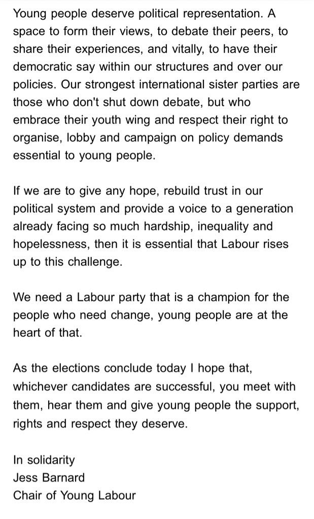 JessicaLBarnard's tweet photo. On my last day as chair of Young Labour I have written to @Keir_Starmer and David Evans.

Labour must demonstrate that there is a genuine alternative to a society that gets harder and harder for young people to live in.

Plain text version here: https://t.co/hLDxBYwJiX https://t.co/HAMrdqsUAm