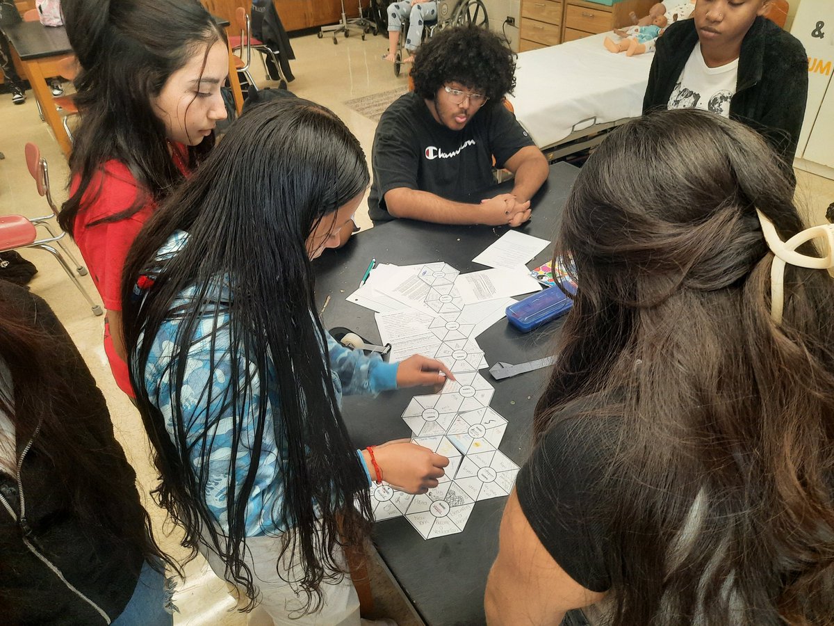 Today's team building activity: Hexagonal Thinking! Great activity for students to get to learn more about each other and build LITERAL connections with their classmates. #HexagonalThinking #teambuilding #HealthScience #CTEforNC #GraduateThomasville @TCSCTE @thomasvillehigh