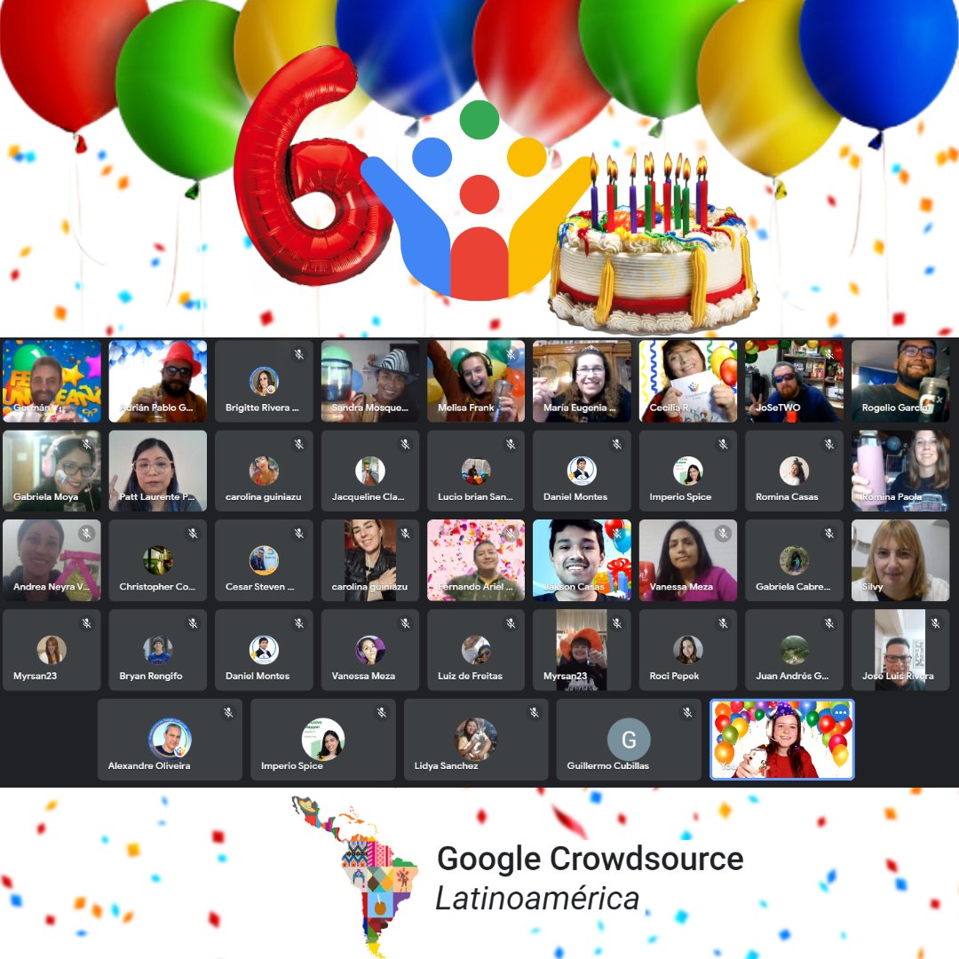 CrowdsourceARG's tweet image. ¡#GoogleCrowdsource cumplió 6 años! 🎂
Los colaboradores latinos lo celebramos juntos ayer en una reunión virtual llena de juegos y sorpresas 😁
Música, canciones, muchos juegos, la canción de feliz cumpleaños mal cantada por los asistentes, y obvio, fotos. ¡Hubo de todo!