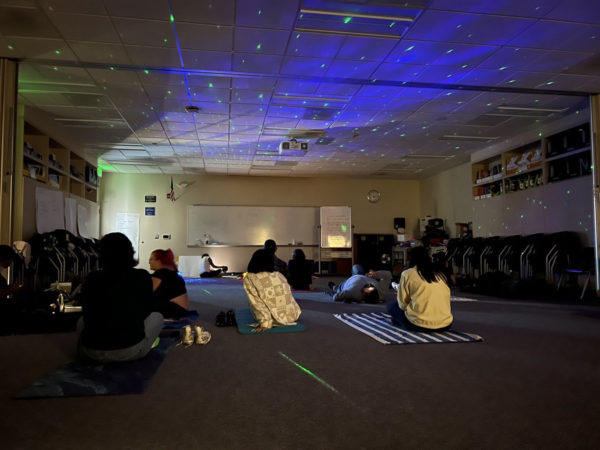 gfry_fry's tweet photo. SEL for Educators.  - great time of relaxation and renewal with Kacey Rodenbush.  Transforming MCOE conference rooms to a  different world.  @TaraRaeCrampton @nunrbr_nunez https://t.co/tpJlbhZL0e