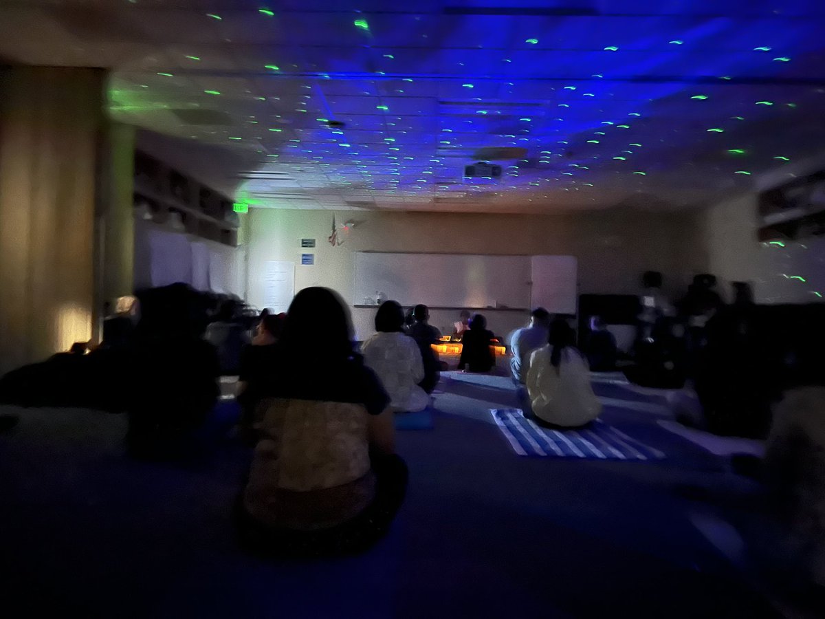 gfry_fry's tweet photo. SEL for Educators.  - great time of relaxation and renewal with Kacey Rodenbush.  Transforming MCOE conference rooms to a  different world.  @TaraRaeCrampton @nunrbr_nunez https://t.co/tpJlbhZL0e