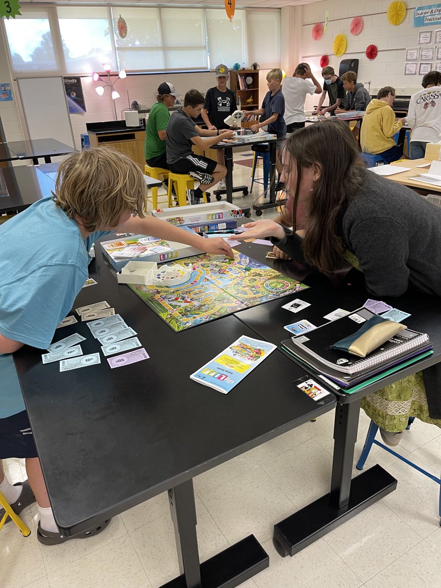 MrsMLombardo's tweet photo. ⁦⁦⁦@BeachMiddle⁩ Ss playing The Game of Life! Which attributes are reflective of the real world?  In what ways? #BMS https://t.co/BwywzPyF6G