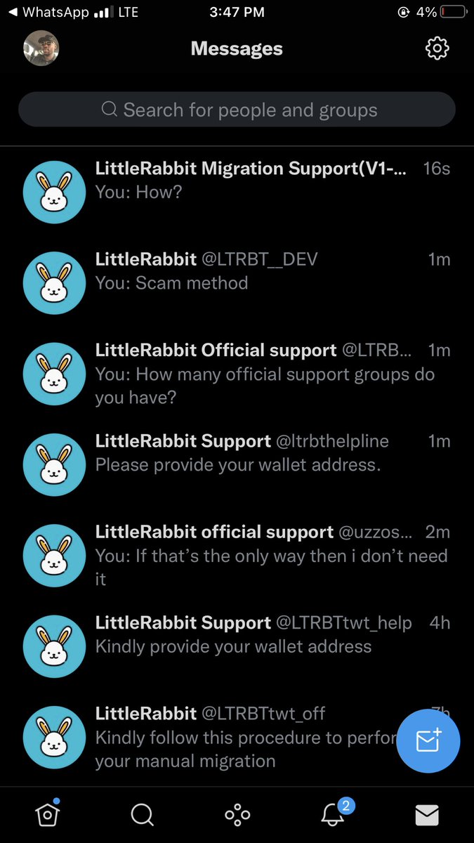 DavidkingsCEO's tweet photo. The rate of scam on LITTLERABBIT project is on the high side we don’t even no wish is legit all claiming to be official support. Dropping deffernt link to migrate to V2. Guy u all should be very vigilant https://t.co/othjyo6Rdy