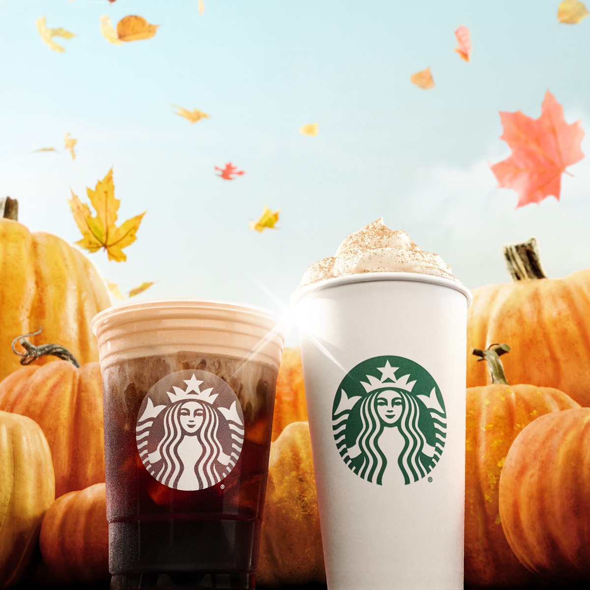 StarbucksCanada's tweet photo. Welcome back pumpkin. 🧡 For the love of Fall, order your Pumpkin Spice Latte or Pumpkin Cream Cold Brew now.

Bon retour, petite citrouille. 🧡Affichez vos couleurs (de l'automne), commandez un latte à la citrouille épicée ou un café infusé à froid avec crème à la citrouille. https://t.co/RMZTCF0aYj