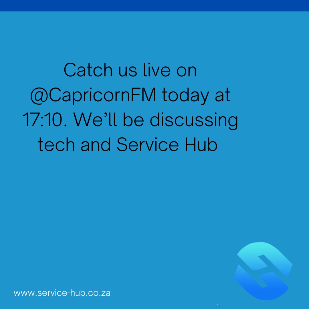 servicehub_sa's tweet photo. Come listen in!

@CapricornFM https://t.co/sQrmul1Ykb