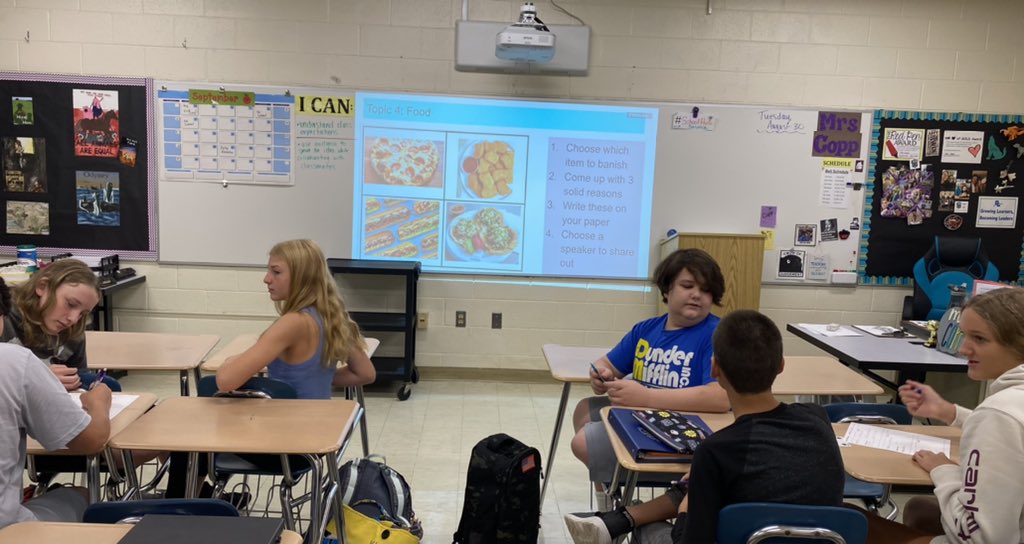 acoppGL's tweet image. Which one has to go?? Speaking opportunities in small groups and in class discussion on day 2. Ss also wrote down quality evidence for reasons WHY #glcsms