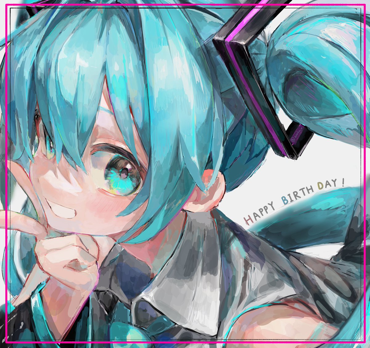 hatsune miku 1girl solo twintails smile necktie long hair looking at viewer  illustration images