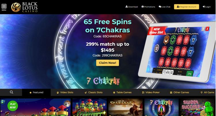 Black Lotus with a %175 deposit bonus and a 20 free spin casino promotion