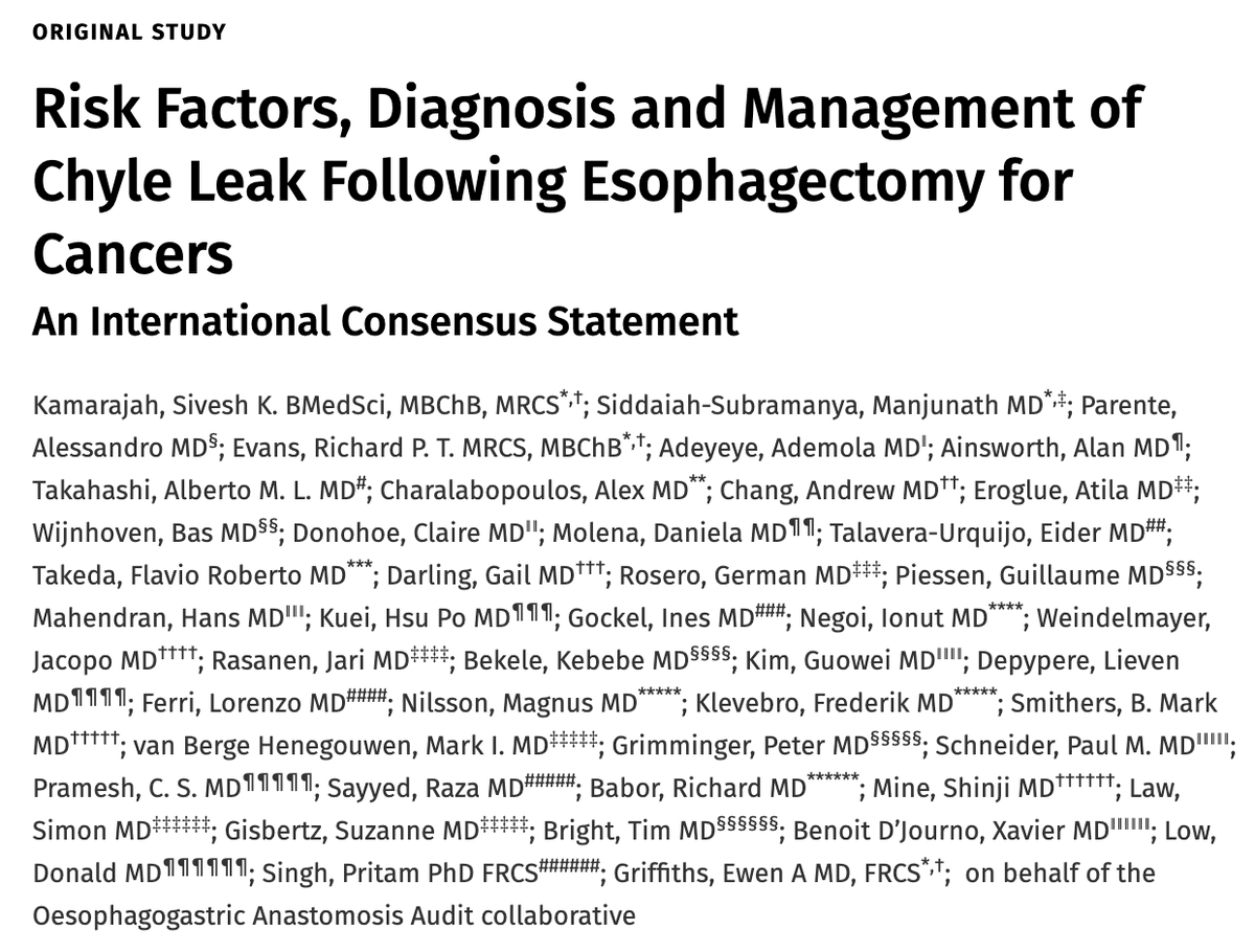 OGAAudit's tweet image. Glad to see our next @OGAAudit international consensus statement on an important, less understood topic on #chyle #leak in @AnnalsOpen 

Key points on standardisations of management globally

🔗 journals.lww.com/aosopen/Fullte…

A 🧵 below on key points