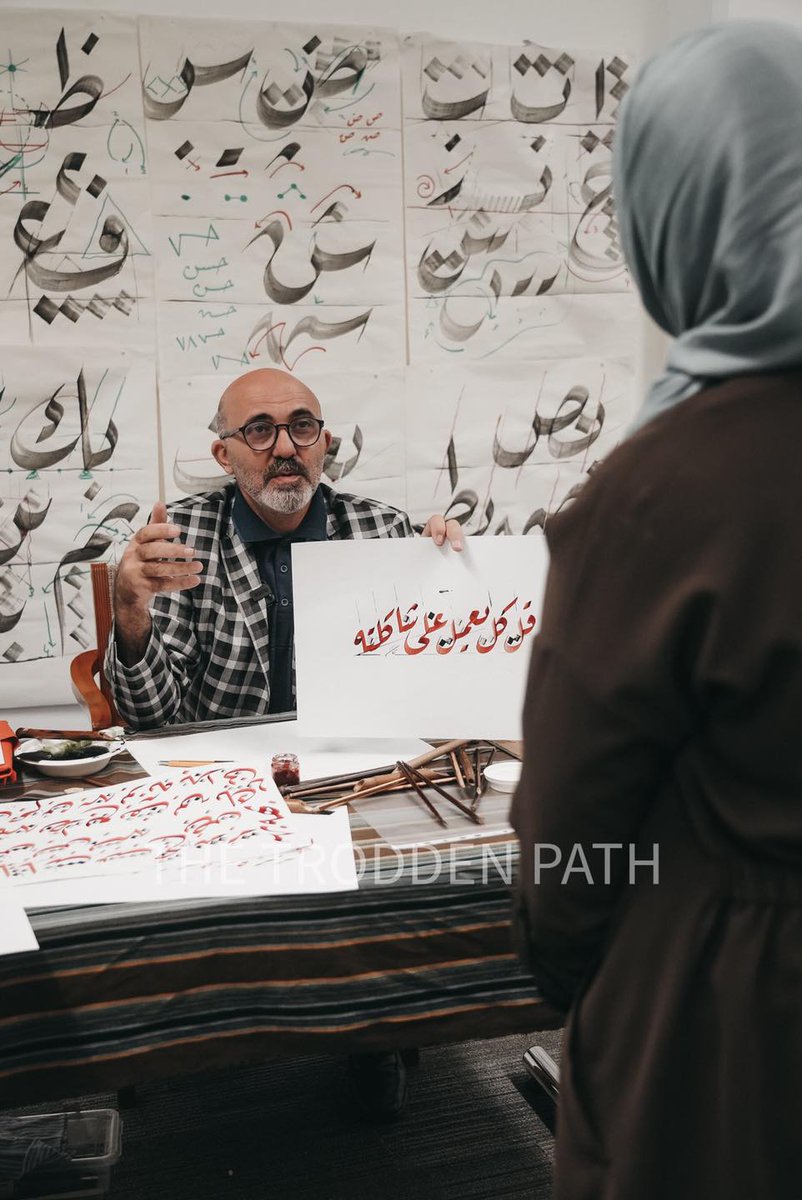 InstituteIhya's tweet photo. Nun Calligraphy course in Riqa style with ustadh/Hoja Efdalludin Kilic [master calligrapher] at Mustafa Mount. 

The course is running concurrently with the Trodden Path Retreat 2022 at Mustafa Mount. 

#mustafamount #greensvilletrust #troddenpath #calligraphy https://t.co/F839RWEyHn
