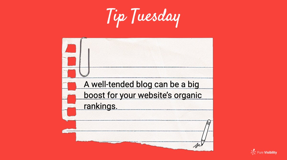 PureVisibility's tweet photo. Fresh, relevant content helps search engines, as well as your market, recognize that you’re truly an expert at what you do. #TipTuesday #SEO #blogs https://t.co/4ZqNGuHlK8