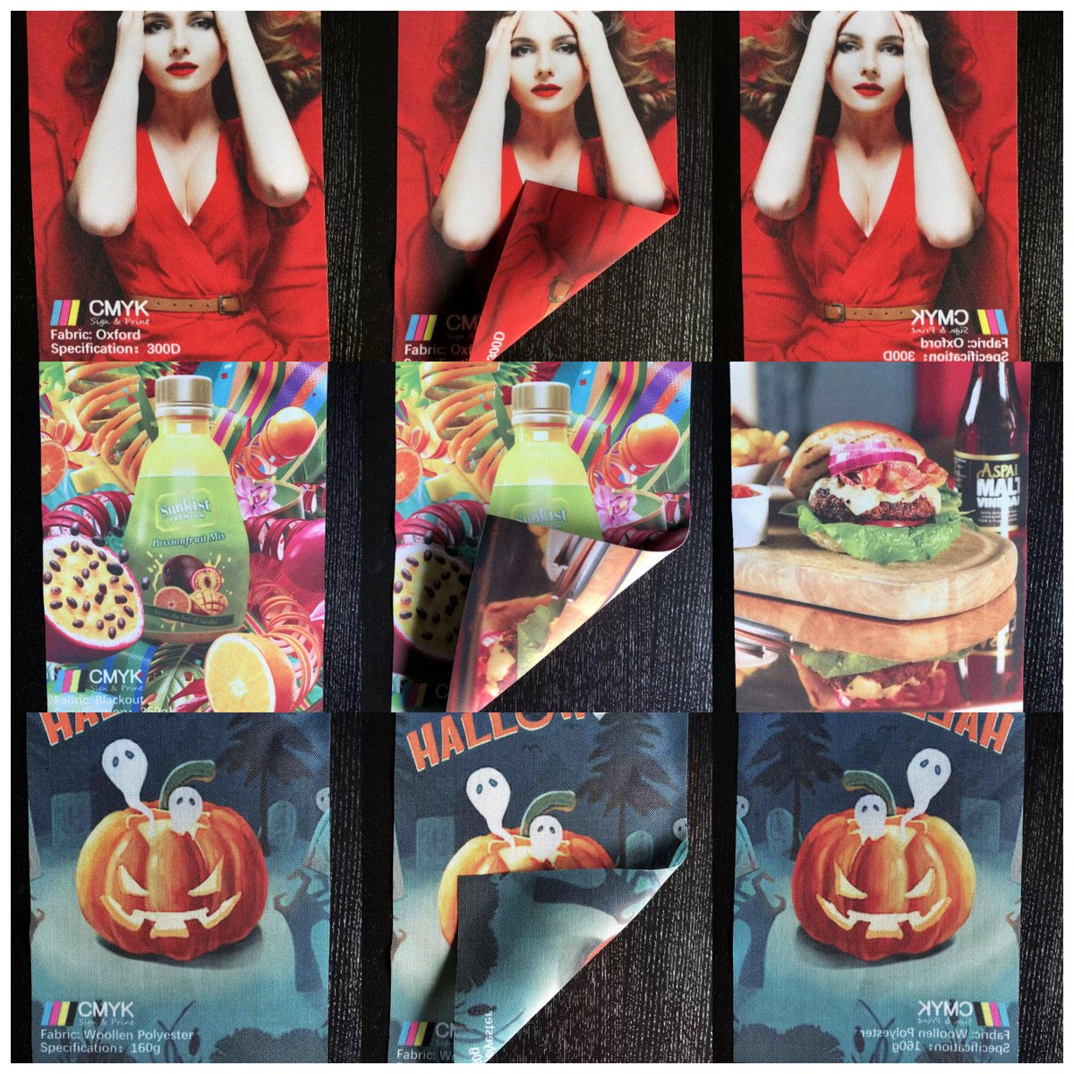 cmyksp's tweet photo. Digital printing double sided dye sublimation flag sample book, Oxford 300D, Blockout Polyester 250g, Woollen Polyester 160g, ShinyKnited Polyester 130g, Mesh Polyester 120g, 200D Nylon 160g,Poster Polyester 180g. 
#digitalprinting #flags #banners #advertising #dyesublimation https://t.co/nvPT2R93ZZ