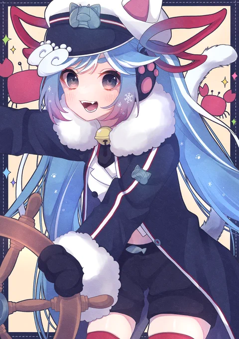 みんなでメイク!!にゃんこズ!!!ONLINE!!!!雪ミク2022蟹船長ちゃんで参加させていただきました#にゃんこズONLINE#にゃんこズ合同#初音ミク 